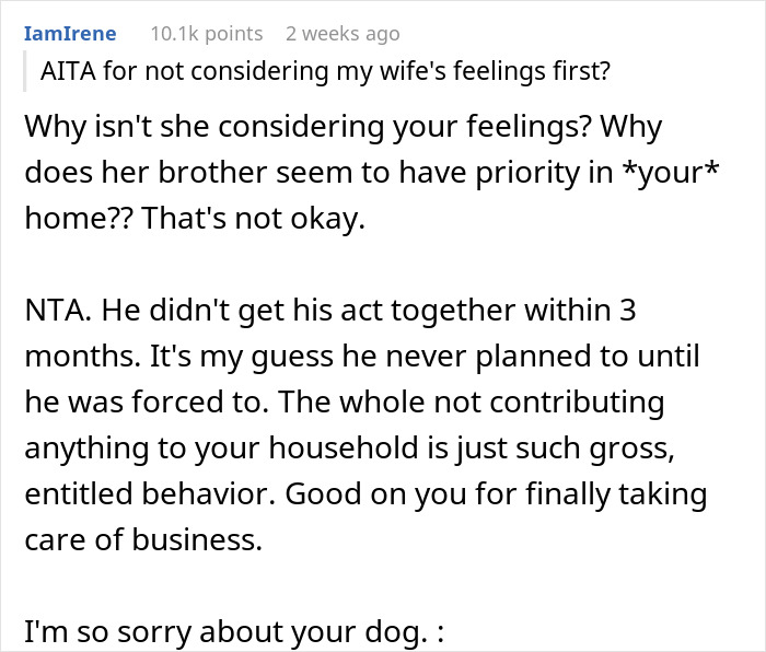 Text conversation discussing a brother-in-law mooching and not contributing to the household.