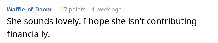 Comment discussing financial contributions related to wedding invitations.