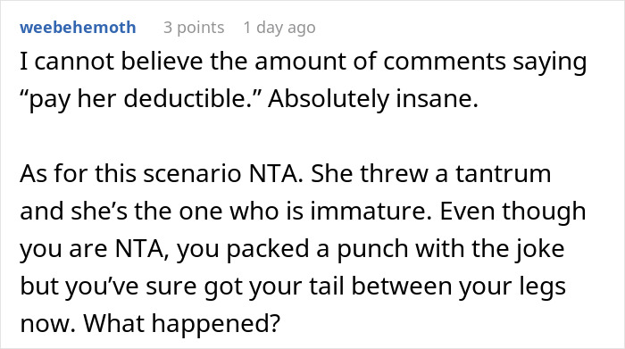Reddit comment discussing a situation involving MIL, a hospital bill, and a smashed gift. Reddit comment discussing a situation involving MIL, a hospital bill, and a smashed gift.