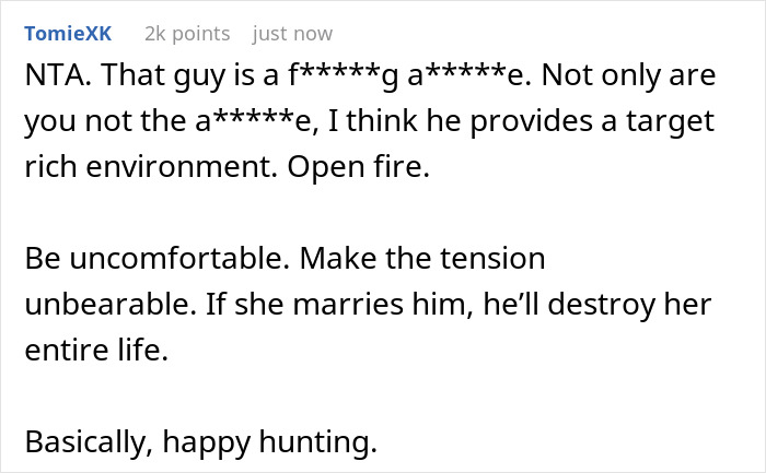 Reddit comment criticizing a failed public proposal prank at a family gathering.