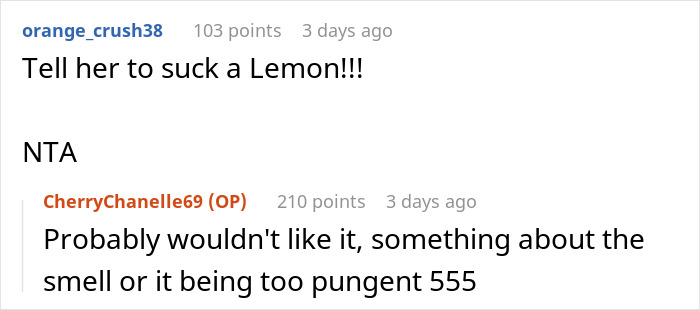 Screenshot of a conversation about a woman insulting coworker's cooking with humorous replies. Screenshot of a conversation about a woman insulting coworker's cooking with humorous replies.