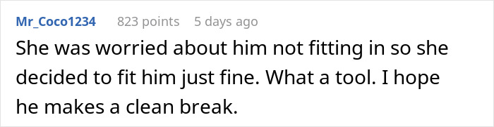 Text post discussing a husband's discovery of a suspicious mark on his wife after her work retreat.