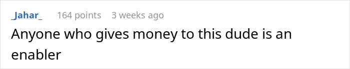 Reddit comment on a post about a man who keeps getting women pregnant, criticizing those who support him financially.