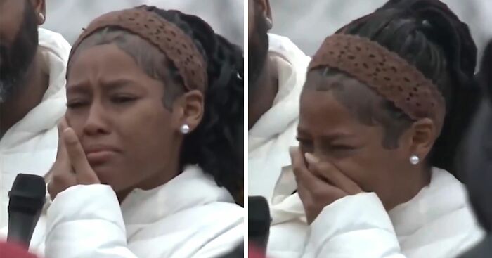 “So Fake”: Track Star Cries At Support Rally After Being Charged Over Baton Assault