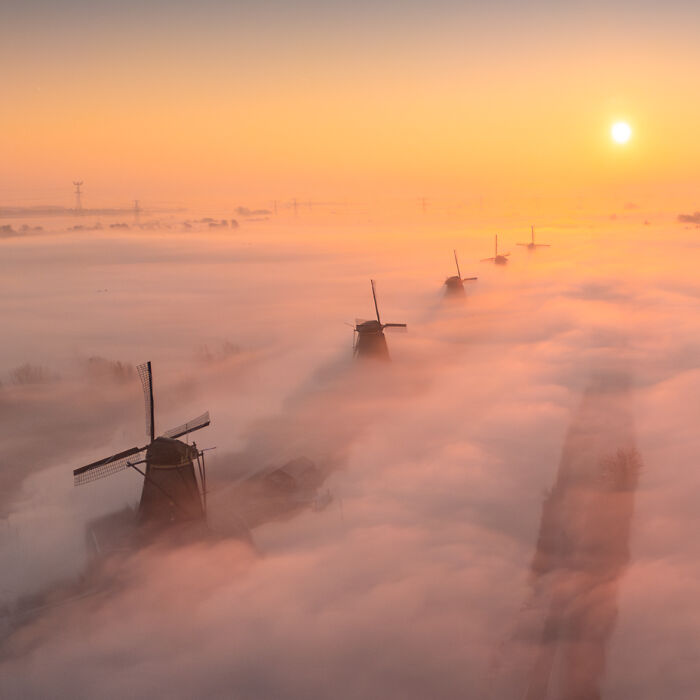 I Captured Dutch Windmills Above The Mist (13 Pics)
