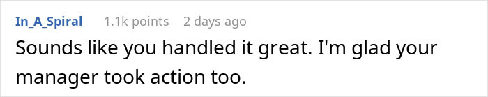 &ldquo;Comment praising handling of situation involving coworker using photo for internet trend.&rdquo;