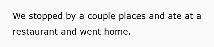 Text on a plain background discussing casual dining plans.