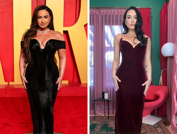 Demi Lovato showcases a stunning weight loss in form-fitting dresses, highlighting her transformation.