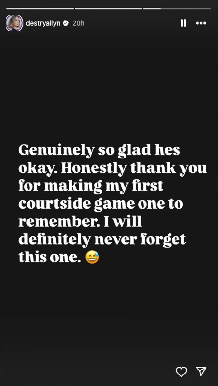 Steven Spielberg's daughter shares her memorable courtside experience on social media.