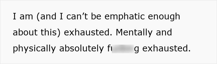 Text expressing exhaustion with a censored expletive; reflects sleep-deprived mom's frustration.