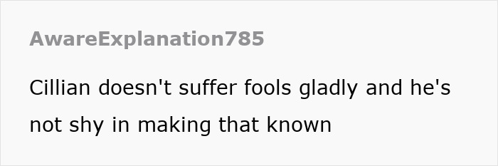 Text from Reddit user about Cillian Murphy's expressive demeanor.