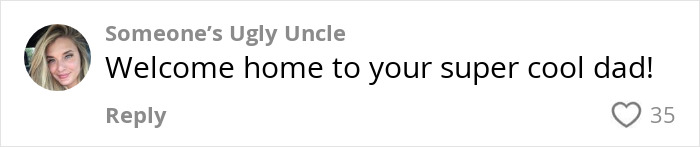 Comment saying "Welcome home to your super cool dad!" with 35 likes, related to NASA astronaut's health concerns.