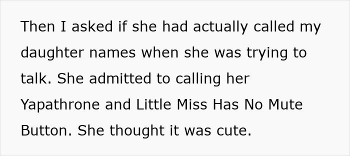 Text about a pregnant woman calling a girl names, insists it was meant to be cute. Text about a pregnant woman calling a girl names, insists it was meant to be cute.