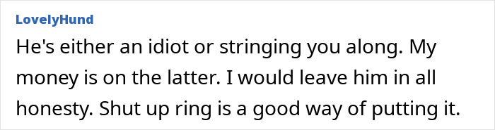 Comment on a deceptive fianc&eacute;'s marriage status and relationship advice.