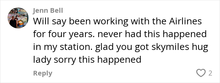 Comment from Jenn Bell regarding airline experience with pet parents. Comment from Jenn Bell regarding airline experience with pet parents.