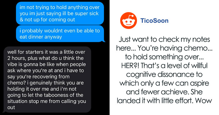 Woman Flips Out When Friend Can’t Come To Her Birthday Because Of A Chemotherapy Session