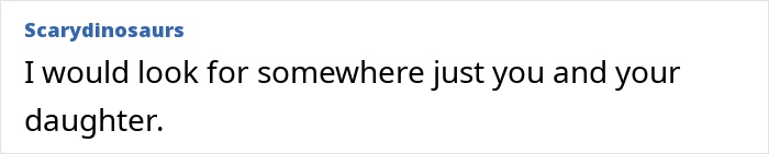 Text exchange about a spare room rental advice, mentioning searching for a new place with a daughter.