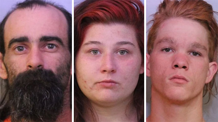 Three diverse individuals featured in the craziest Florida Man headlines community photo collage.