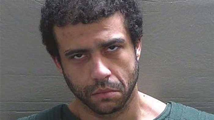 A person linked to a bizarre 'Florida Man' incident, wearing a green shirt, looking serious in a mugshot.