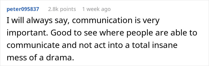 Comment highlights importance of communication over drama, related to choosing religion over relationship.