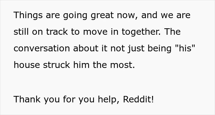 Text about moving in together and discussing shared living space, highlighting relationship and religion choice issues.