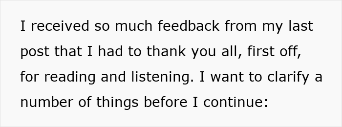 Text on a white background discussing feedback and clarifying points.