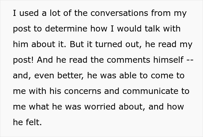Text about using conversations to discuss relationship concerns, including how a guy read a post and shared his feelings.
