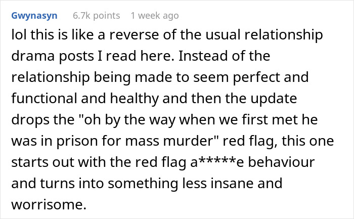 Reddit comment referring to relationship drama involving religion, discussing perceived red flags and concerns.