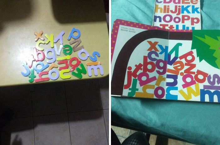 Colorful alphabet letters on a table and a book, creating a playful and uplifting atmosphere.