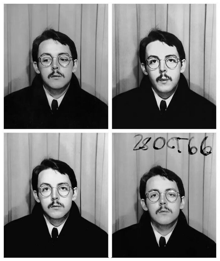 Man with glasses and mustache in a 1966 photo booth, representing a forgotten corner of history.