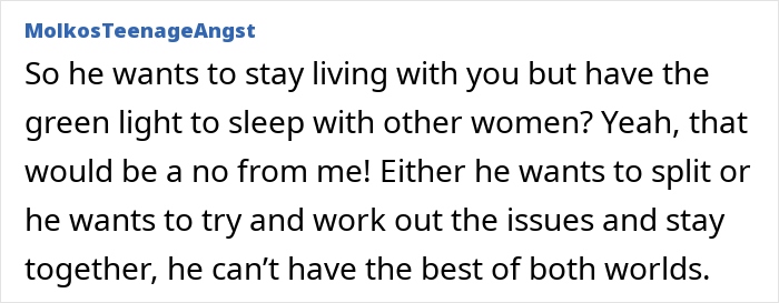 Text expressing disbelief over a man's desire for both a divorce and an open relationship. Text expressing disbelief over a man's desire for both a divorce and an open relationship.