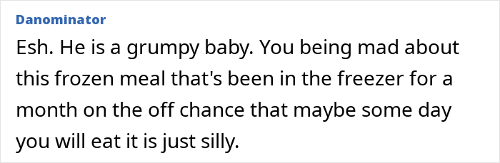 Text exchange about husband commenting on wife's lunch disposal, described as silly. Text exchange about husband commenting on wife's lunch disposal, described as silly.