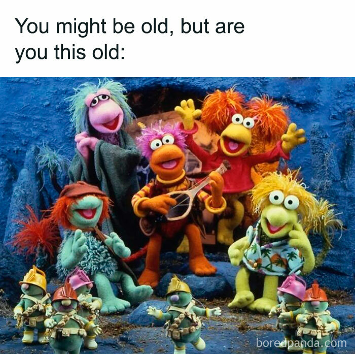 Colorful puppet characters from a nostalgic TV show for floppy disk era throwback humor.