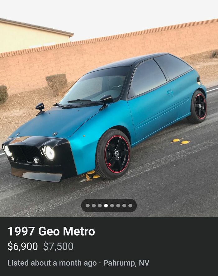 Modified 1997 Geo Metro for sale on Facebook Marketplace in Pahrump, NV.