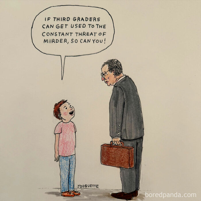 Cartoon showing a conversation between a child and an adult with a briefcase, highlighting facepalm moments.