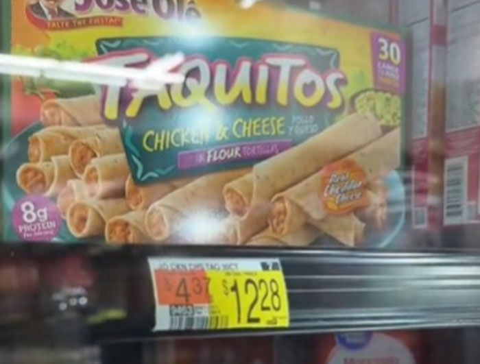 Frozen taquitos with a price tag of $12.28 highlight grocery prices in America.