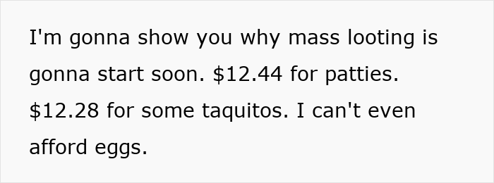 Grocery price outrage in America: $12.44 for patties, $12.28 for taquitos, eggs unaffordable.