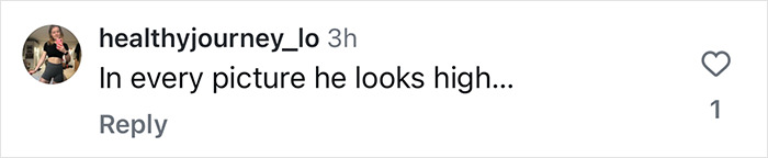 Social media comment about Justin Bieber appears on a white background.