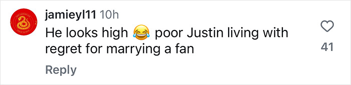 A social media comment about Justin Bieber at Disneyland with Hailey.