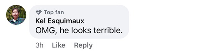 A social media comment about Justin Bieber, expressing concern, followed by user interaction details.