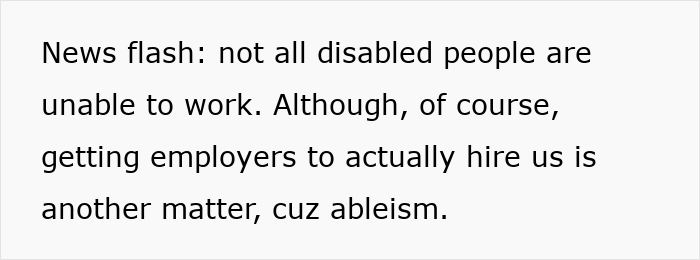 Text discussing employment challenges for disabled people due to ableism.