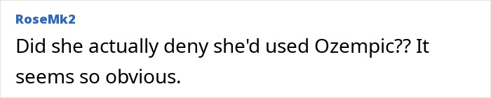 Comment questioning Katy Perry's alleged use of Ozempic for weight loss.