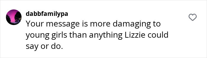 Comment criticizing personal trainer, discussing impact on young girls related to obesity.