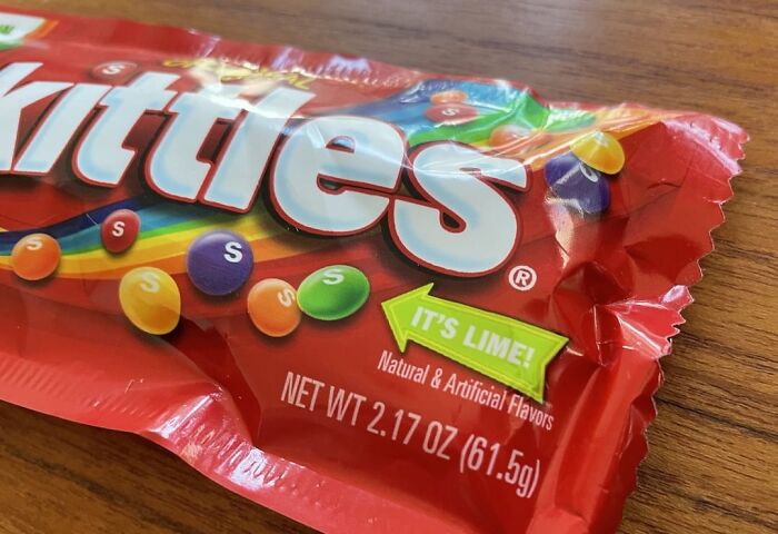 Skittles candy pack featuring lime flavor, a nostalgic product fans wish for a comeback.