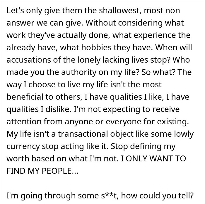 Discussion text addressing male loneliness epidemic and societal expectations.