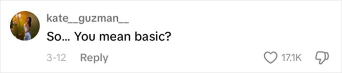 Comment questioning a man's idea of the "hottest" outfit as basic, with a popular response count.