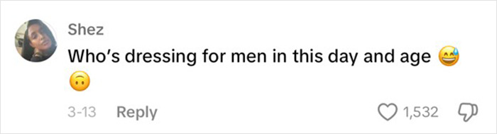 Comment questioning dressing for men today, with laughing emoji; sparks hottest outfit debate.