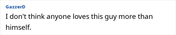 Comment about a vain man transforming into a supermodel, highlighting his self-love.