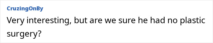 Comment questioning if a man's transformation to 'supermodel' involved plastic surgery.