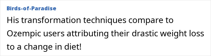 Text relates transformation techniques to Ozempic weight loss change.